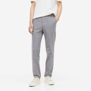 H&M Men's Slim Fit Plaid Pants Business Trousers